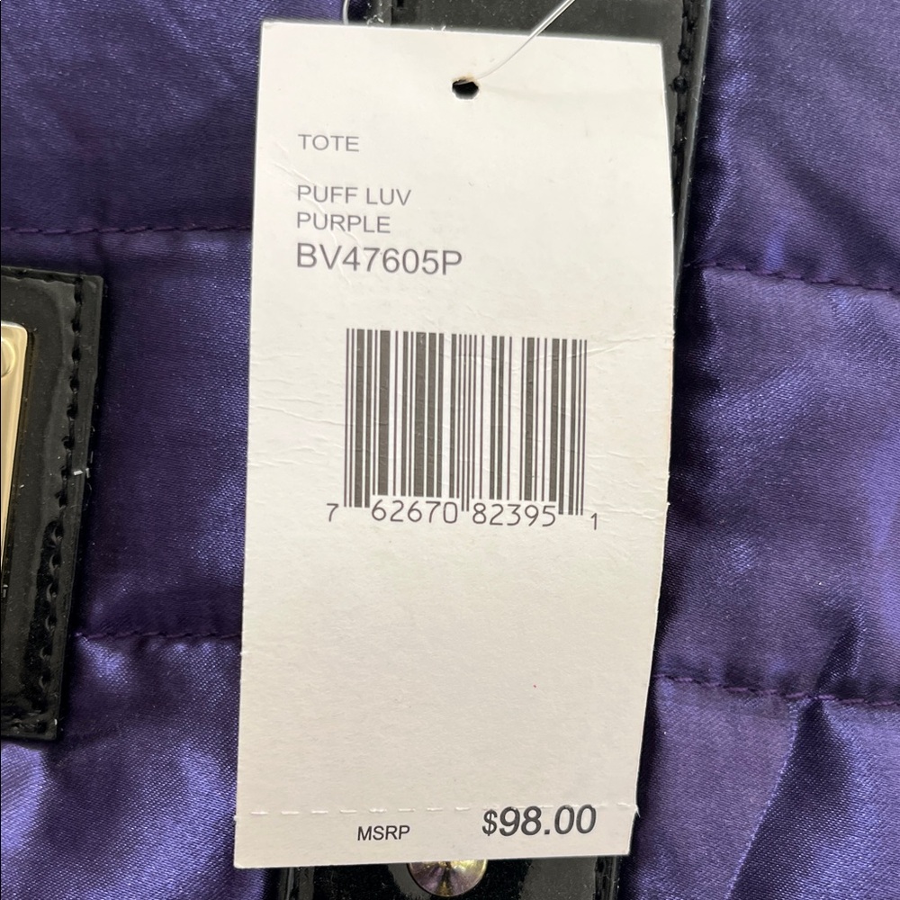 Betsey Johnson Purple Tote with Black Studded Straps - Picture 5 of 6